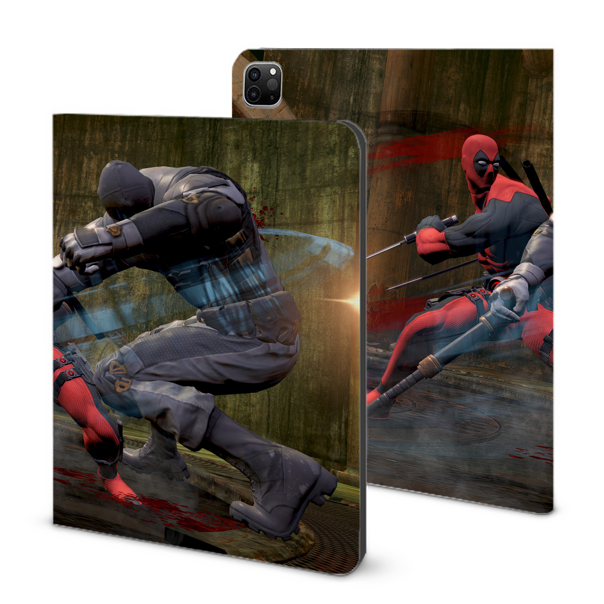 （画像用） Deadpool デッドプール IPad ケース ブック型 PUレザー TPU 耐衝撃 軽量 薄型 ペン収納なし 全面保護 IPad 各モデル対応